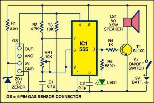 Detector Circuit of Gas Leak with SEN-1327