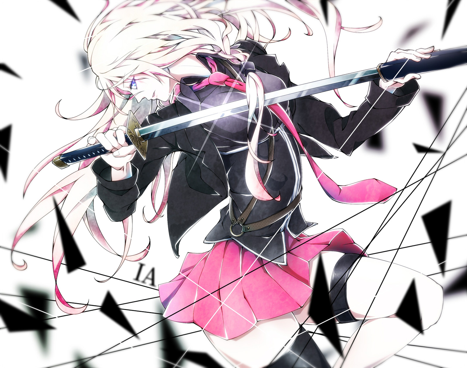 Hd Wallpaper Katana Girl White Hair Blue Eyes 2096