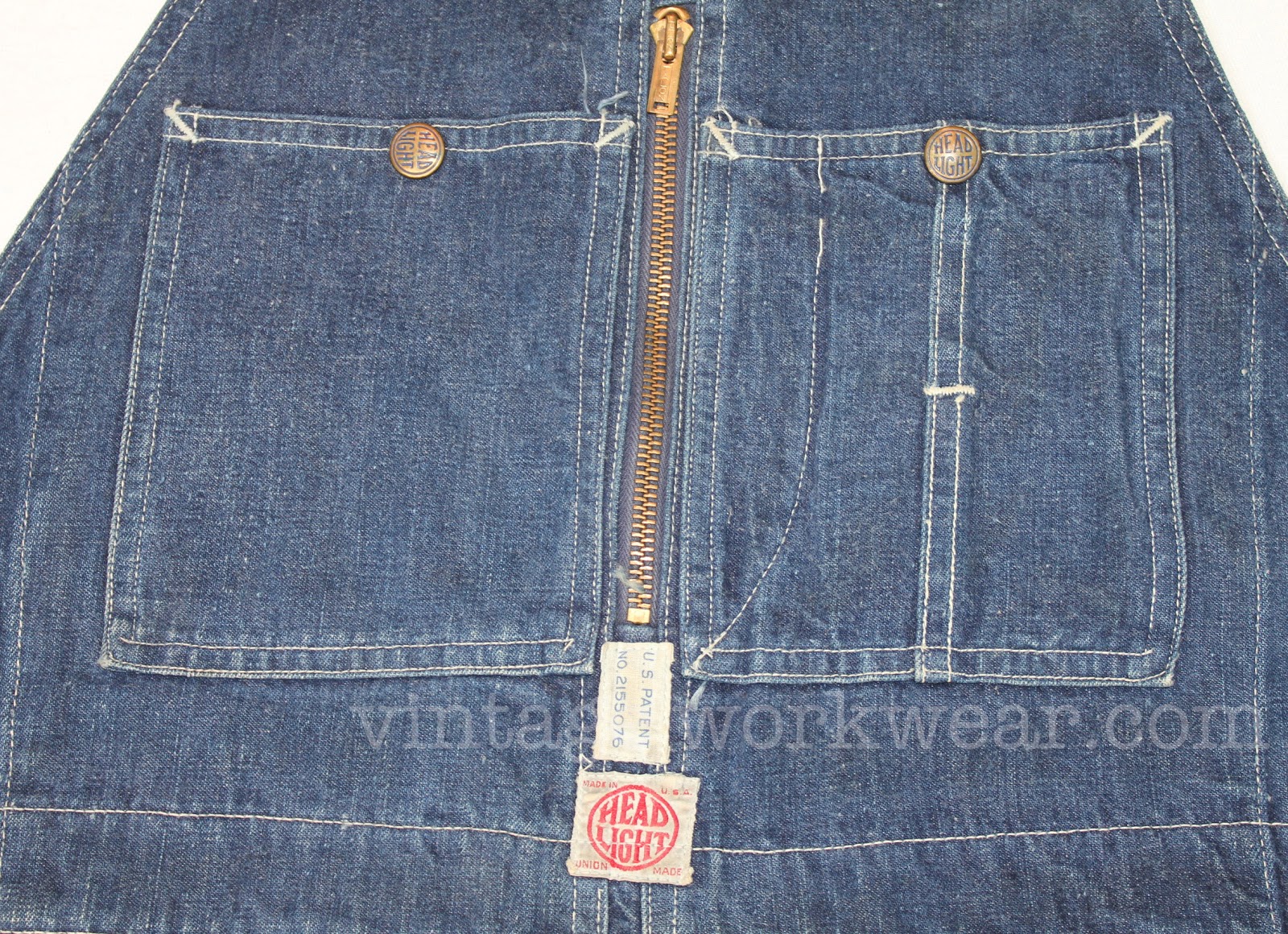 vintage workwear VINTAGE HEADLIGHT OVERALLS PATENTED BIB POCKET