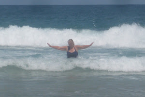 Nancy tries to catch a wave