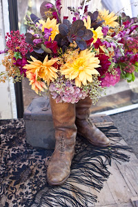 Vintage riding boots as floral vase!