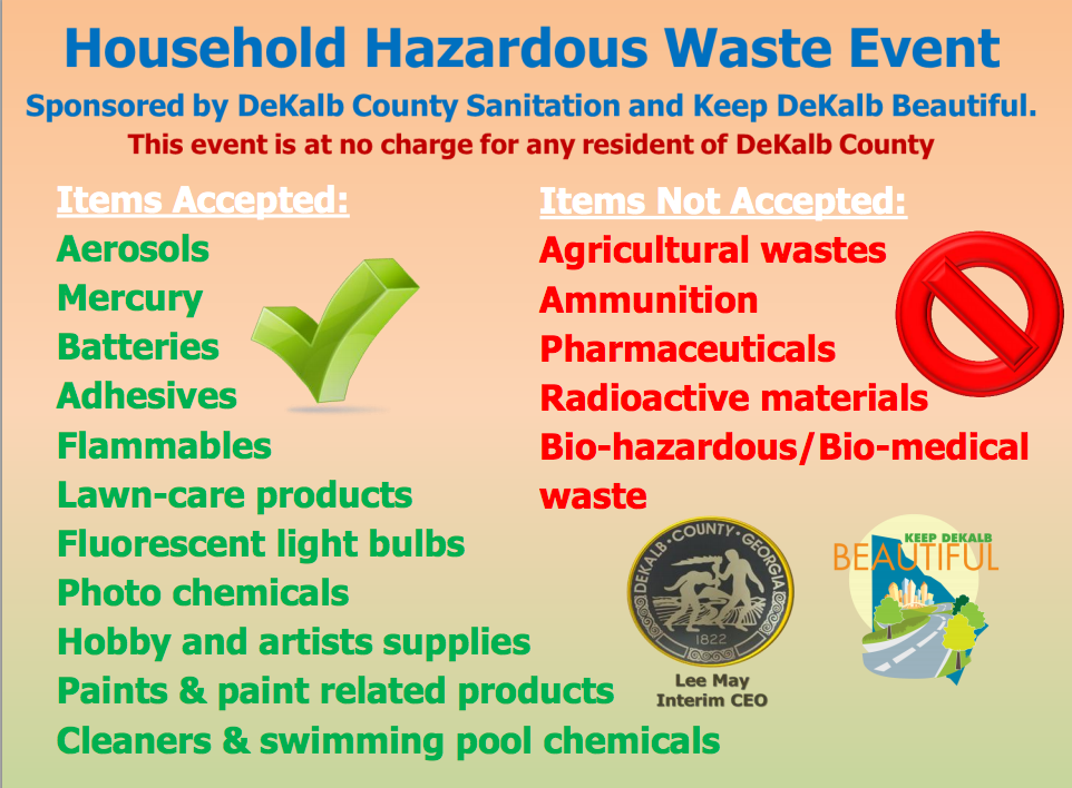 Medlock Area Neighborhood Association (MANA) DeKalb Hazardous Waste Disposal Event [Oct 19]