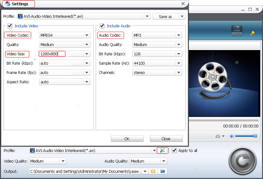 Customize video parameters Customize video parameters