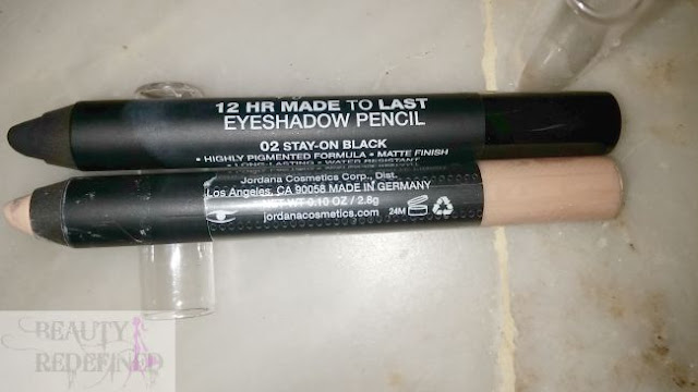 Jordana 12 HR Made to Last Eyeshadow Pencils |Continuous Almond" and "Stay on Black