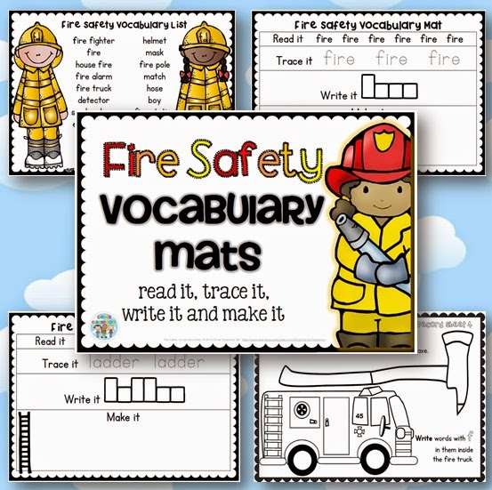 Fire Safety Vocabulary Mats with Record Sheets Center Activity Fire Safety Vocabulary Mats with Record Sheets Center Activity