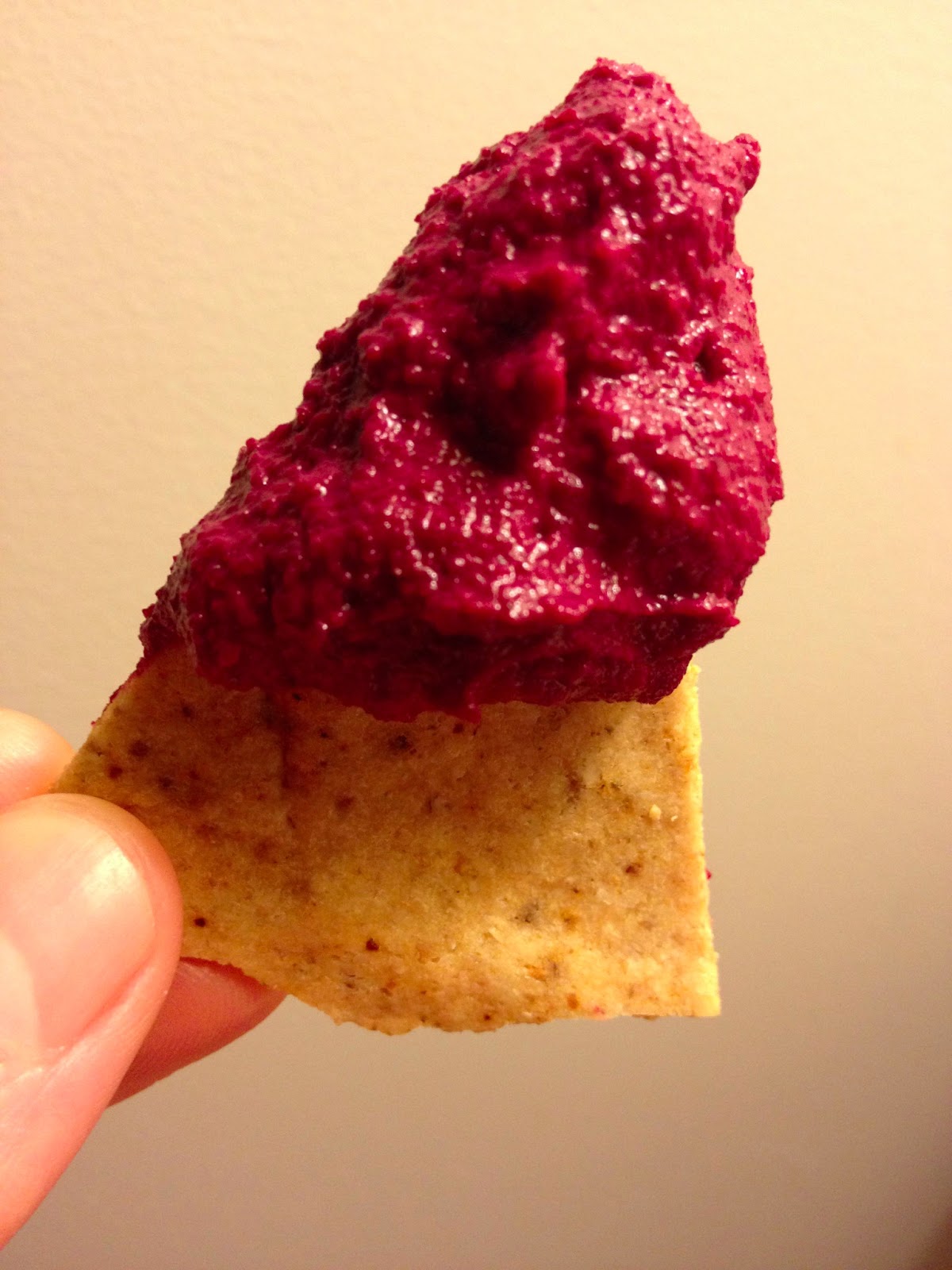Tracy's Tasty Tips & Treats Beet Hummus and Almond Tortilla Chips