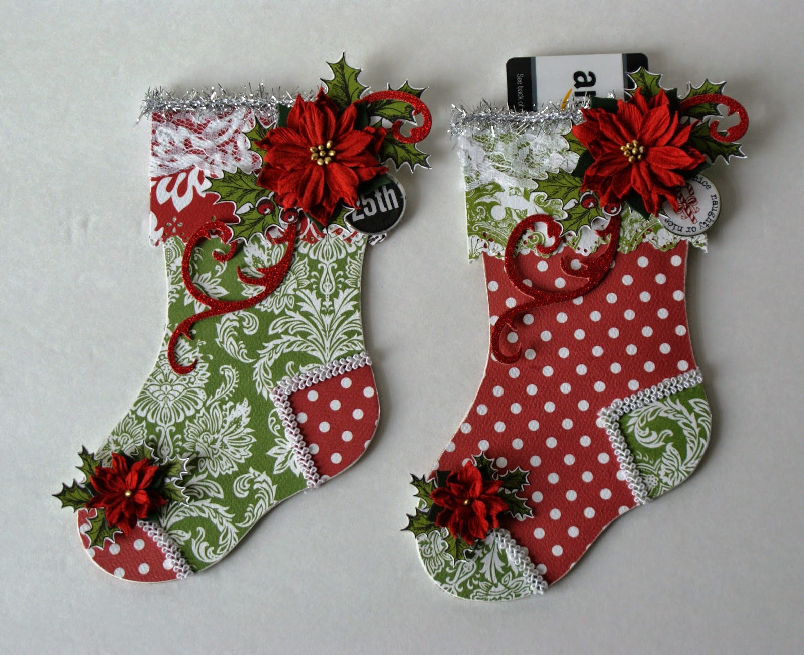 My Scrap Asylum Christmas Stocking and Mitten Gift Card Holders
