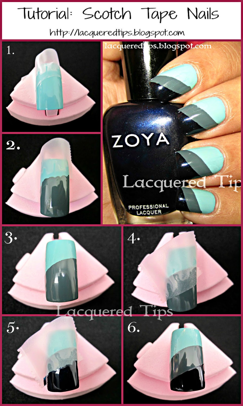 LACQUERED TIPS Tutorial Scotch Tape Nails