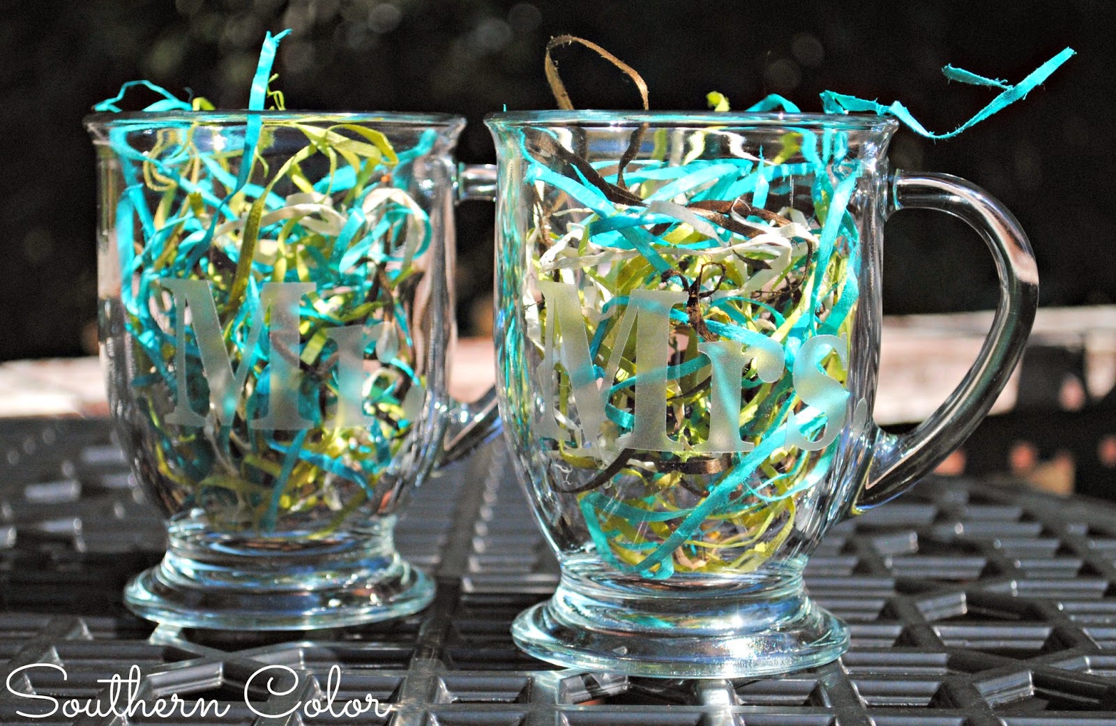 Southern Color Etched Glass Vinyl Coffee Mugs