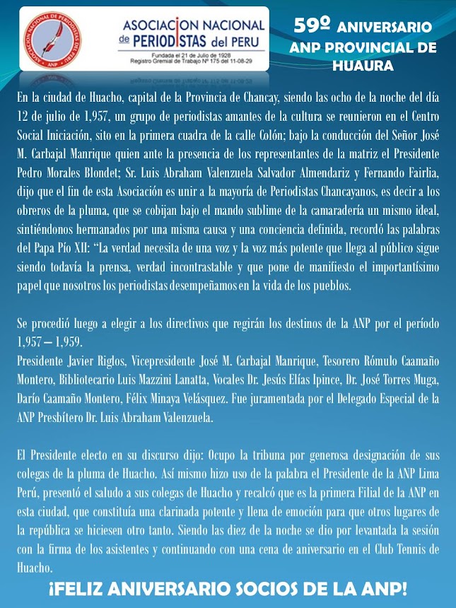 59º AÑOS ANP PROVINCIA DE HUAURA