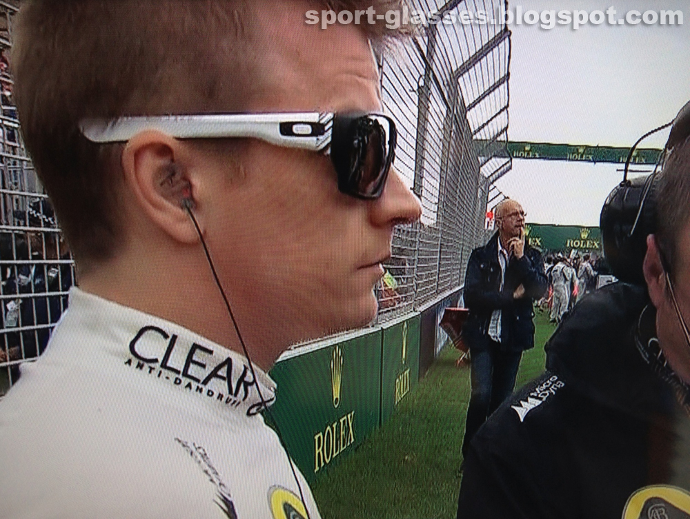 Kimi Raikkonen wearing Oakley Dispatch Sunglasses on the grid, just before the Australian GP 2013
