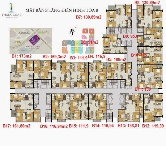 Mặt bằng căn hộ tòa B Chung cu Thang Long Number One Mặt bằng căn hộ tòa B Chung cu Thang Long Number One