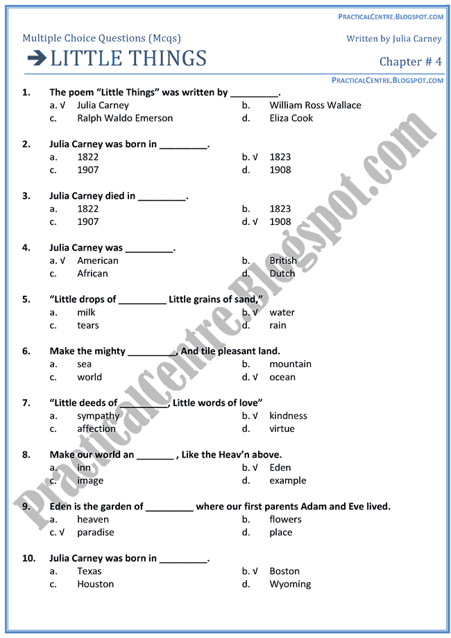 little-things-mcqs-multiple-choice-questions-english-x