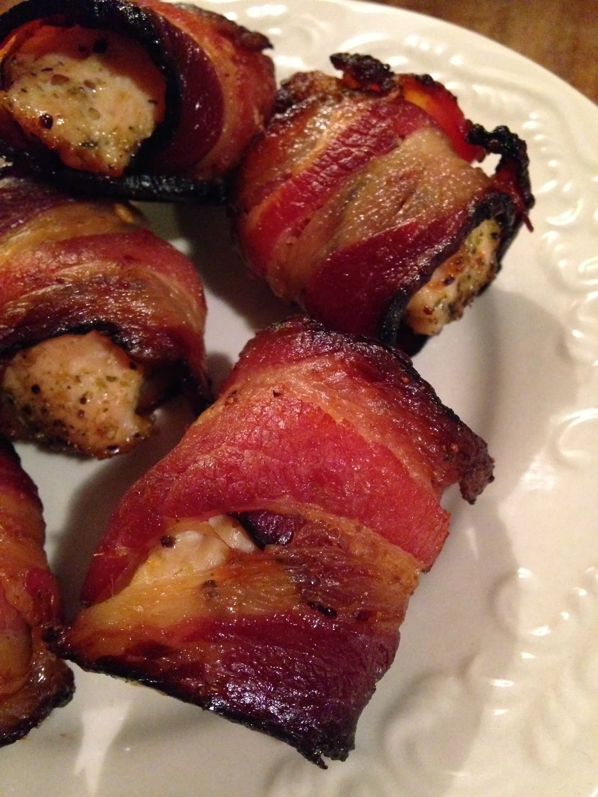 Bacon Wrapped Chicken Bites with BBQ Sauce Turnips 2 Tangerines