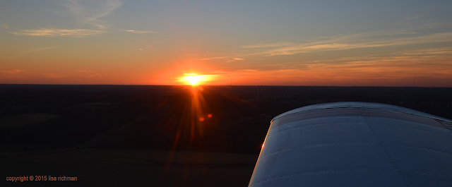 Sunset at 3,000 feet. Yeah, a girl is flying the plane! #womenfly #femaleavators