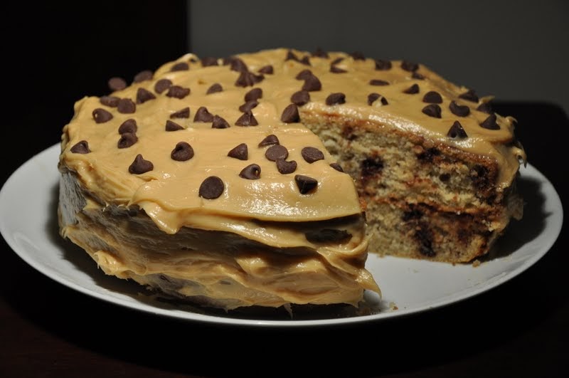 Slice of Rice Banana Chocolate Chip Cake with Peanut