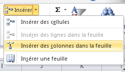 insérer des colonnes dans la feuille insérer des colonnes dans la feuille