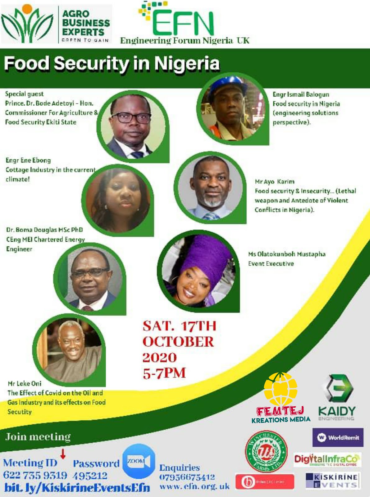 Sat/17/Oct: Agro Business Experts & Engineering Forum Nigeria Online Conference