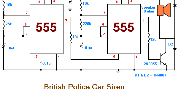 Latest British Police Car Siren circuit Schematic With explanation