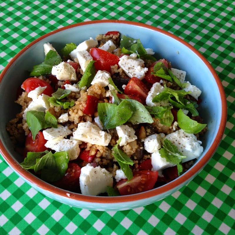 Tallore Couscous met aubergine, puntpaprika en feta