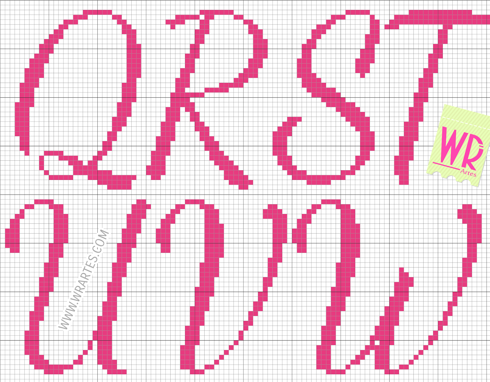 letters Q, R, S, T, U, V e W for cross stitch