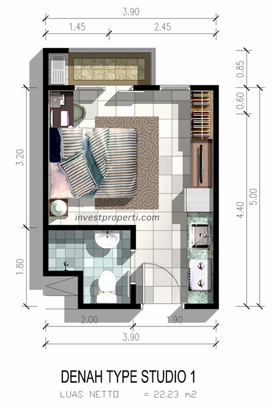 Desain Interior Apartemen Tipe Studio