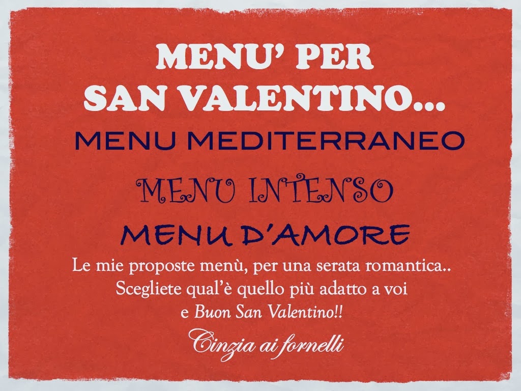 menu di san valentino
