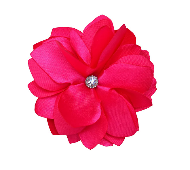 4" Hot Pink Flower Clip/Brooch with rhinestone $10
