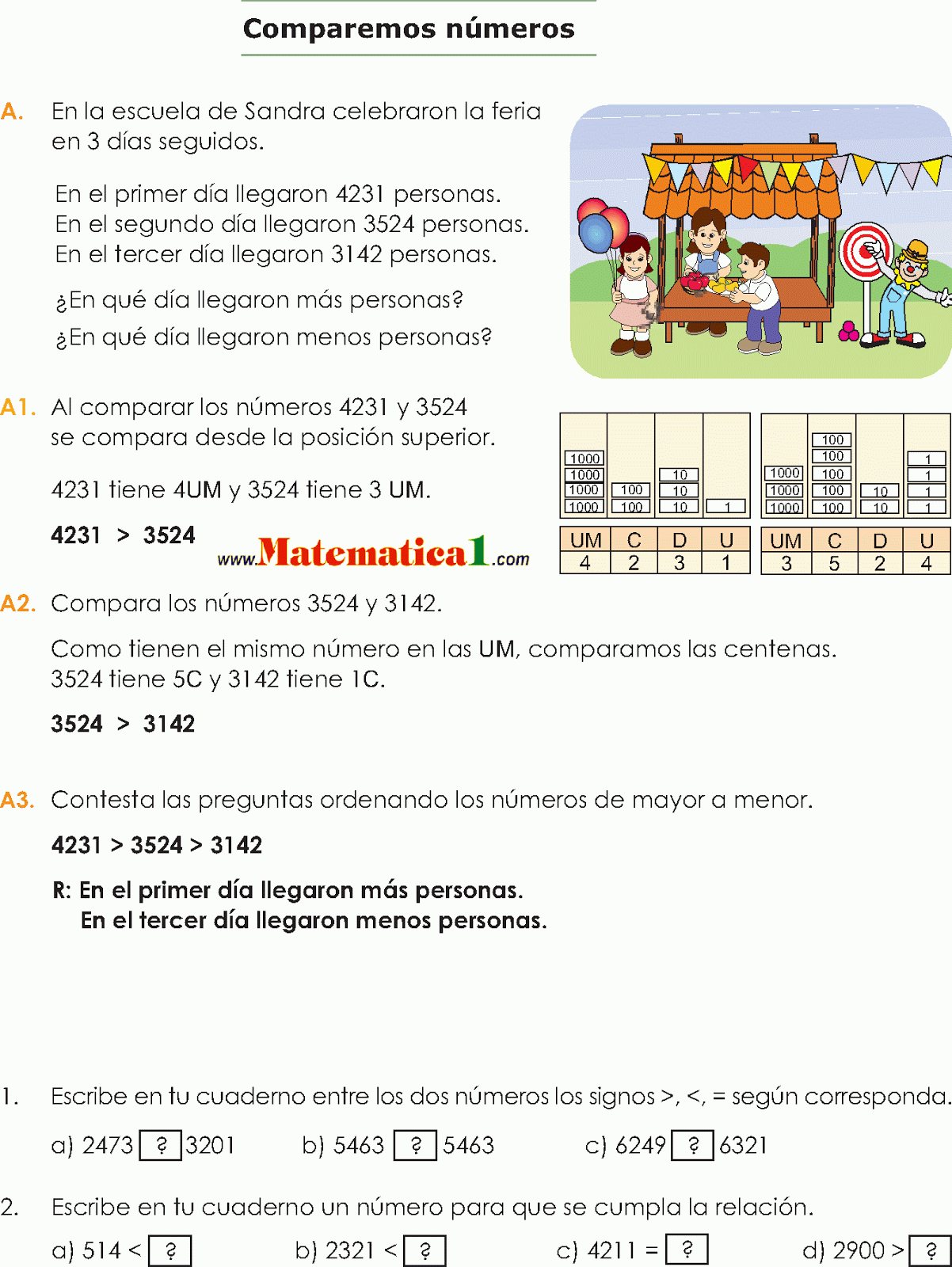 MAYOR QUE , MENOR QUE )EJEMPLOS RESUELTOS DE TERCERO DE PRIMARIA EN MAYOR QUE , MENOR QUE )EJEMPLOS RESUELTOS DE TERCERO DE PRIMARIA EN