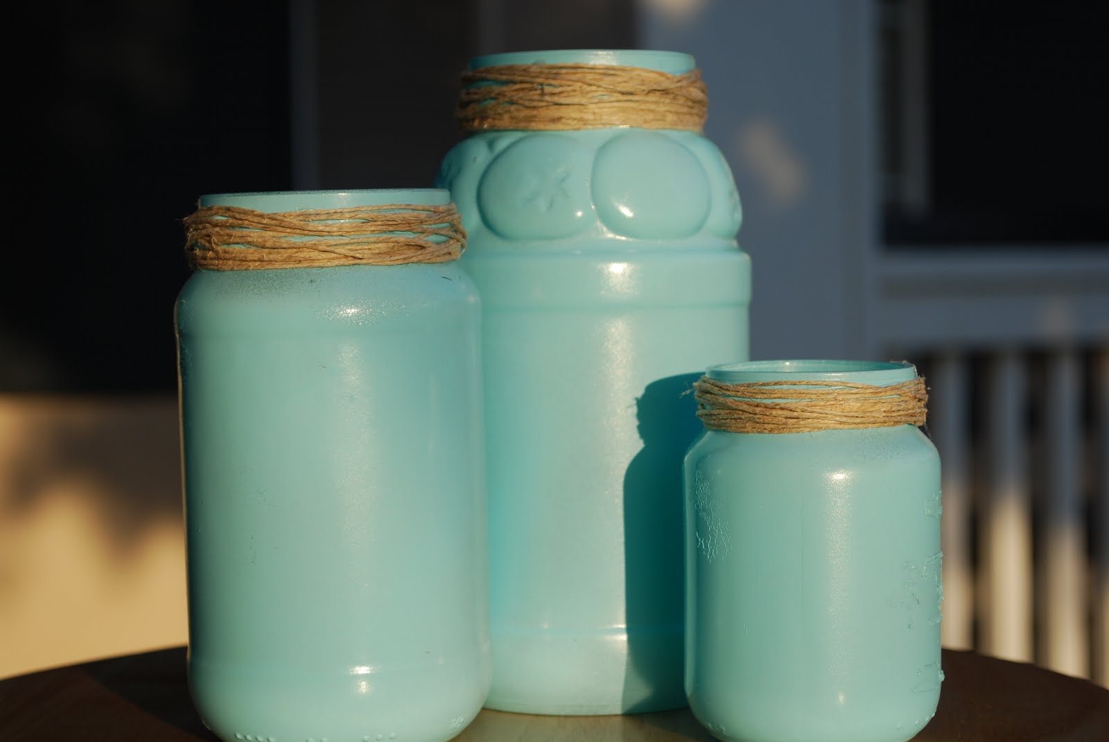 Little Katie on the Prairie Spray Painted Mason Jars