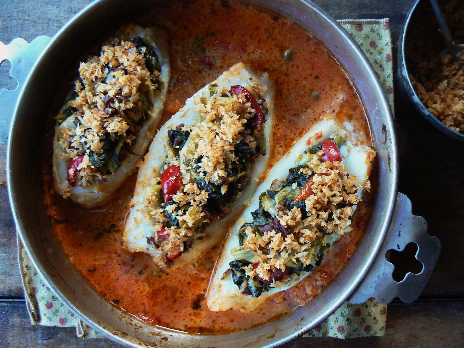 The Brooklyn Ragazza GreensStuffed Haddock Wallets in a Sherry