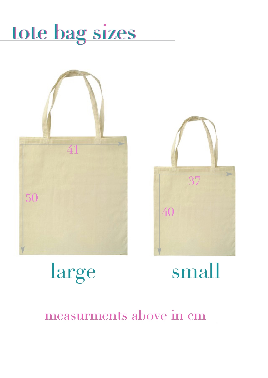 Totes Size Chart