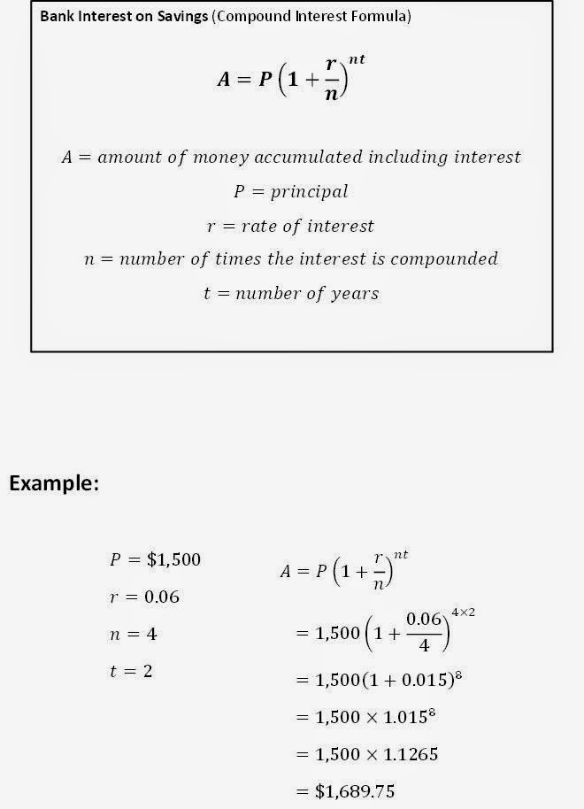 finance accounting statements bank interest on savings savings formula