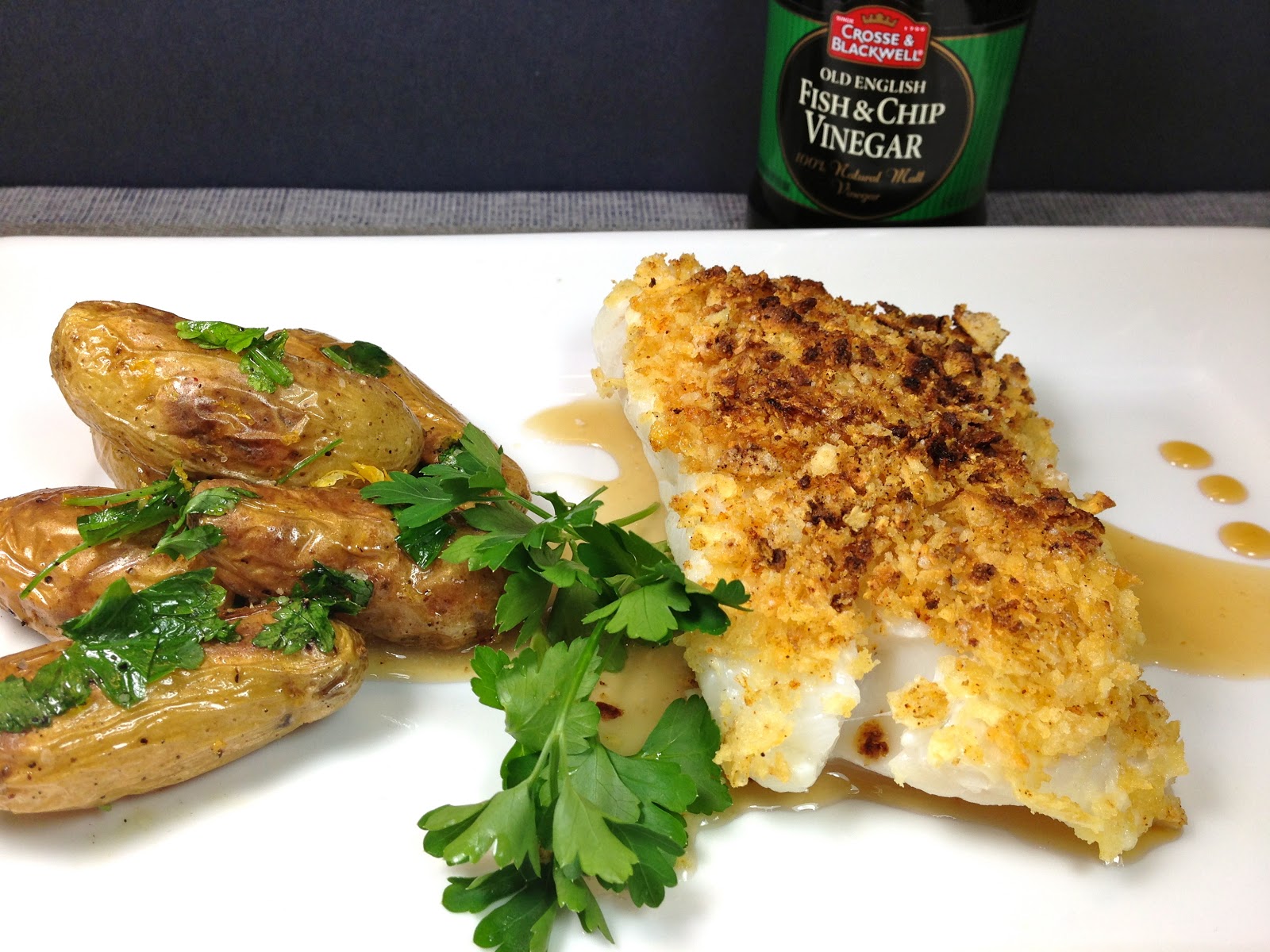 Neurotic Kitchen Lightened Up Fish & Chips Potato Chip Crusted Cod