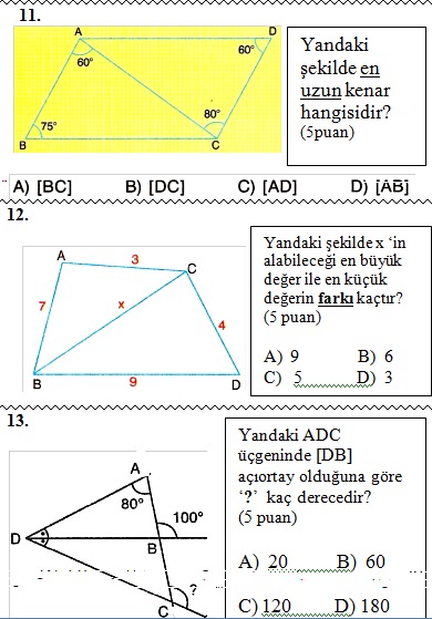 8. Sinif Matematik 1. Dönem 3. Yazılı Soruları 2012 2013 - Ödevvar,oguz