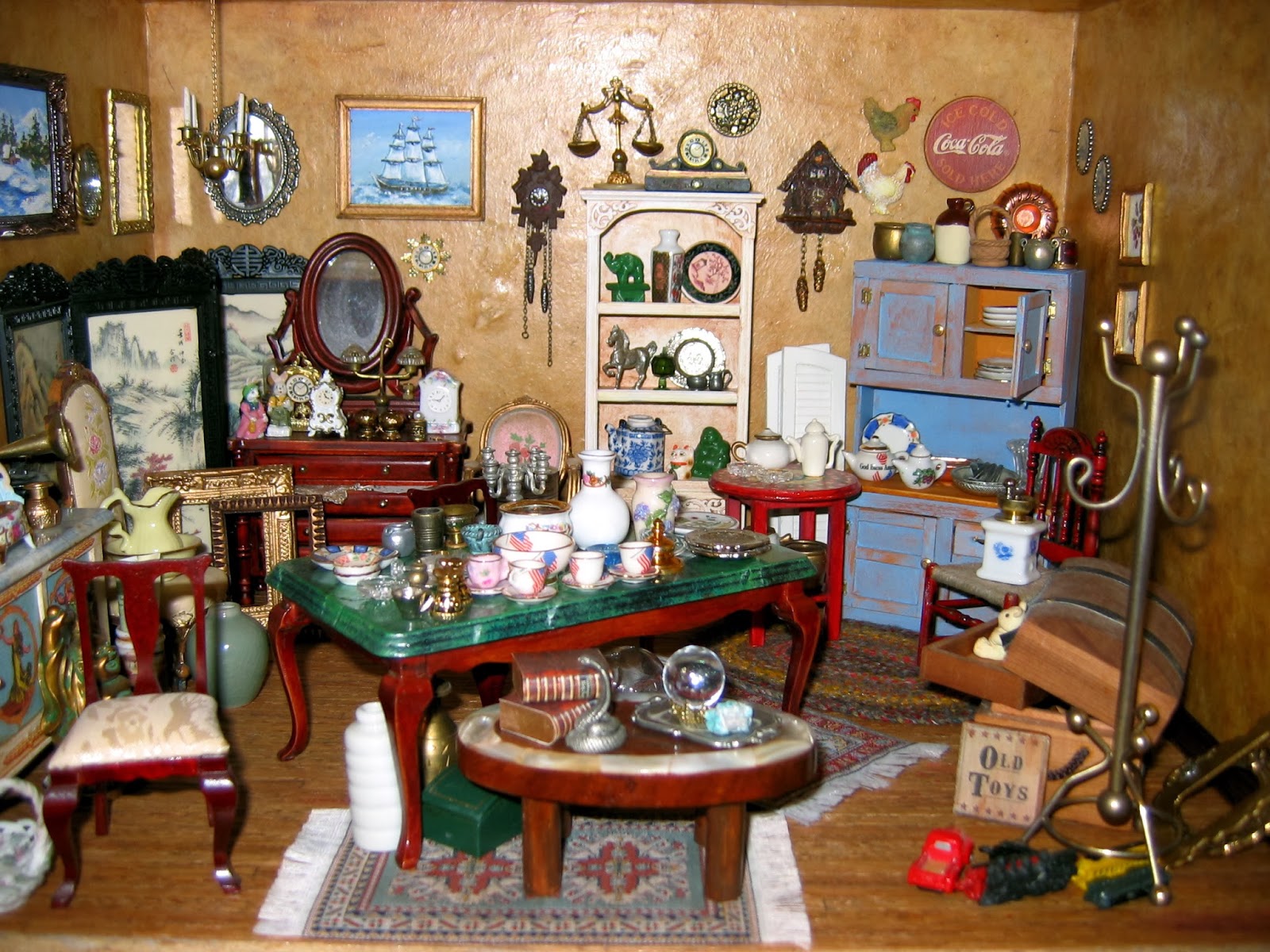 BluKatKraft Dollhouse Miniatures Antique Shop in 112 Scale