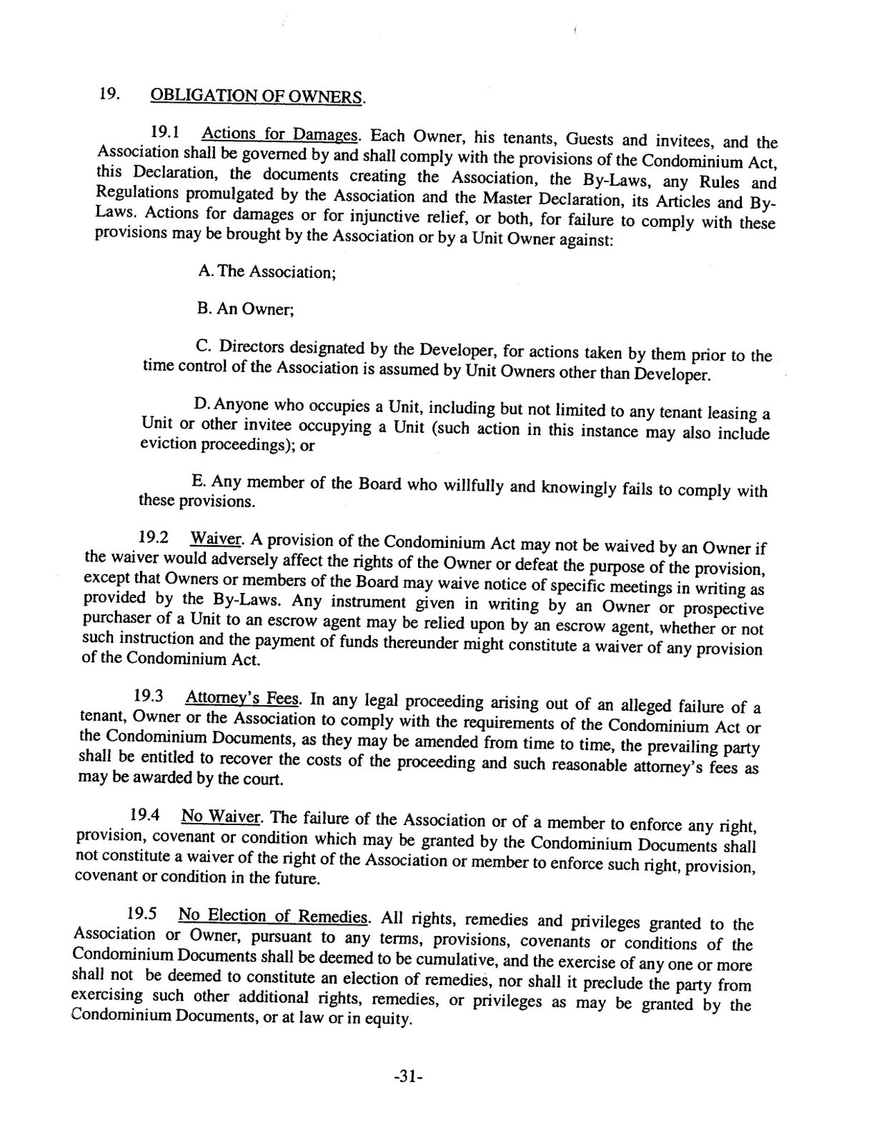 Nautilus Cove Declaration of Condo