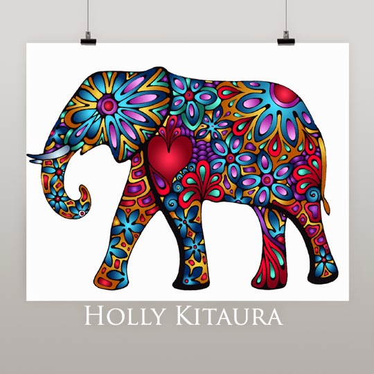 Holly Kitaura Art Elephant Flowers