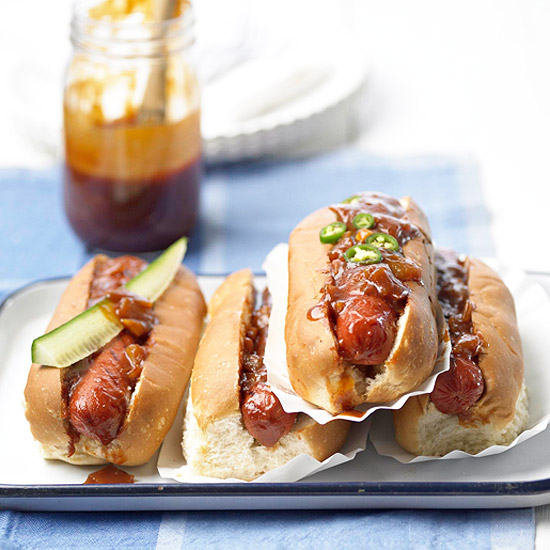 My Favorite Things Summertime Hot Dogs with Dr Pepper Barbecue Sauce