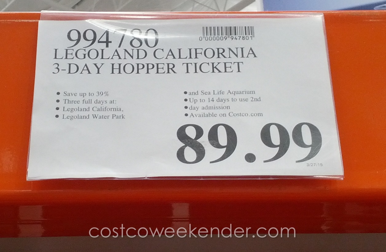 Legoland California Resort 3day Hopper Ticket Costco Weekender