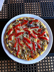 Bacon, mushroom, and red pepper frittata