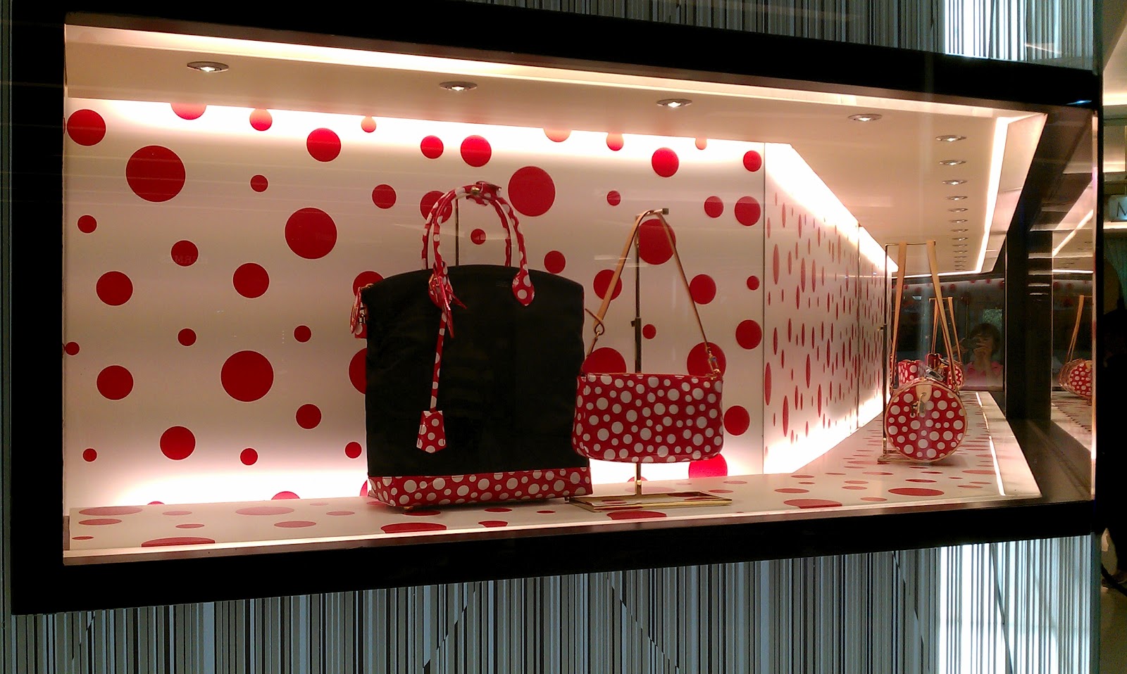 Louis Vuitton's window display in collaboration with Yayoi…
