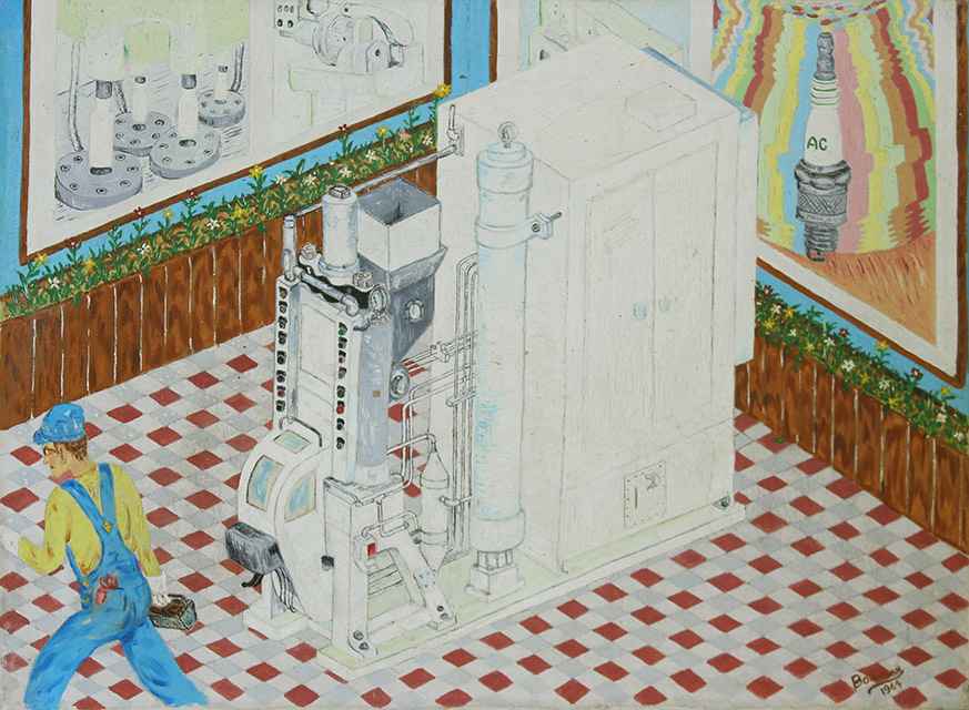 Flint Expatriates Flint Paintings Birth of an A.C. Spark Plug