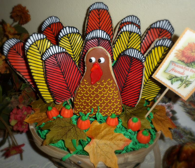 the enchanted oven Turkey cookie bouquet for Thanksgiving