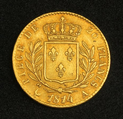 French Gold Coins 20 Francs Gold Coin of 1814