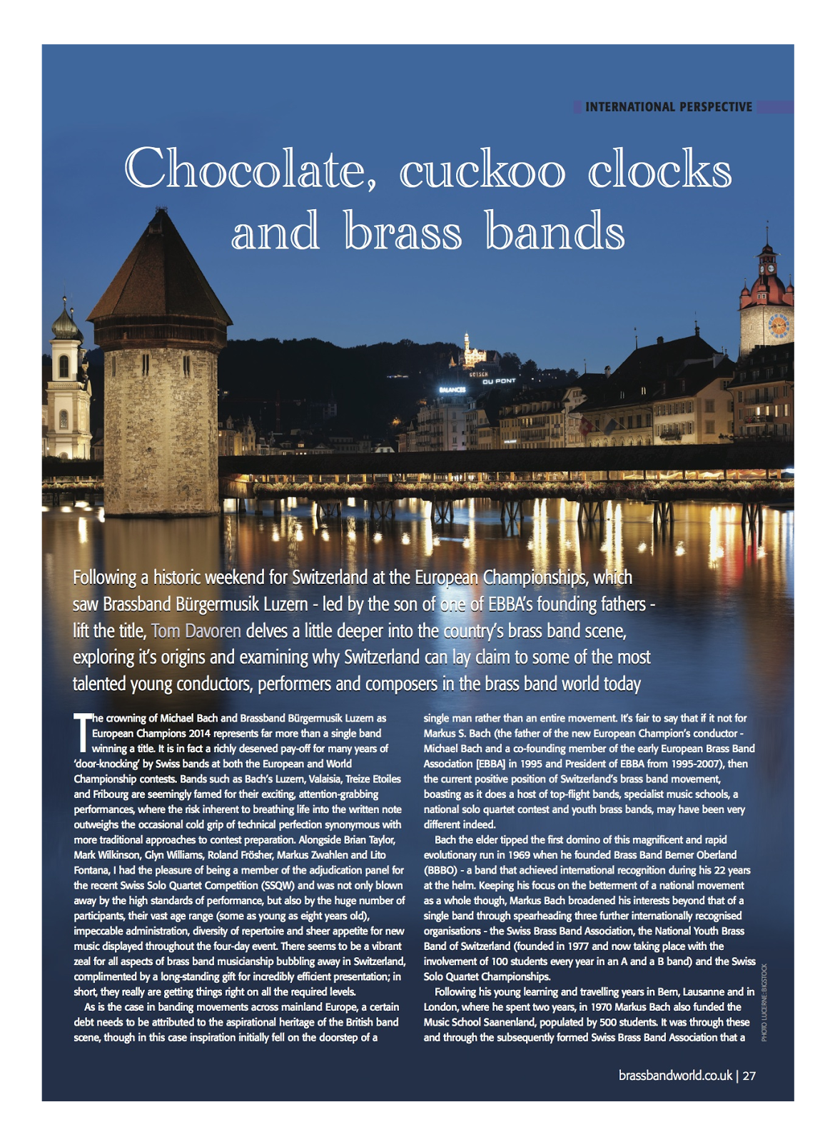 Brass Band World Chocolate, cuckoo clocks and brass bands Tom Davoren