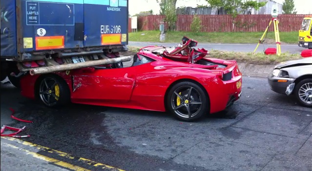 Moments after receiving this once beautiful Ferrari 458 Italia in the UK