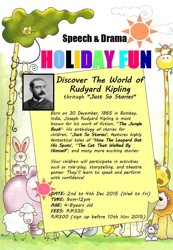 Speech And Drama Classes For November And December 2015 Holidays