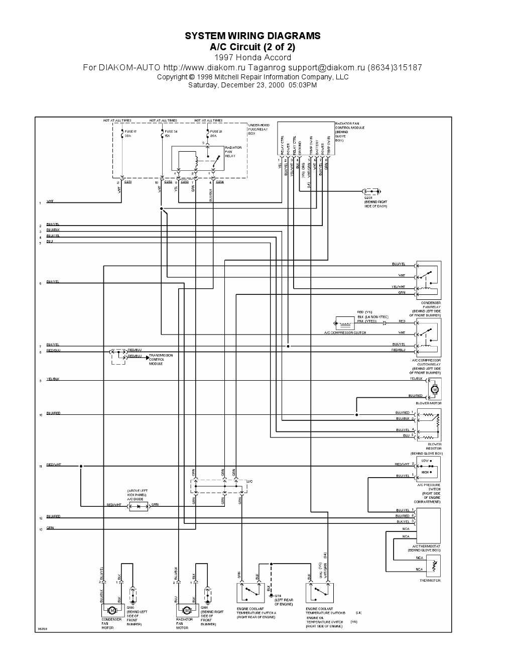 1997 honda accord a c circuits system wiring diagrams 1997 honda accord a c circuits system wiring diagrams