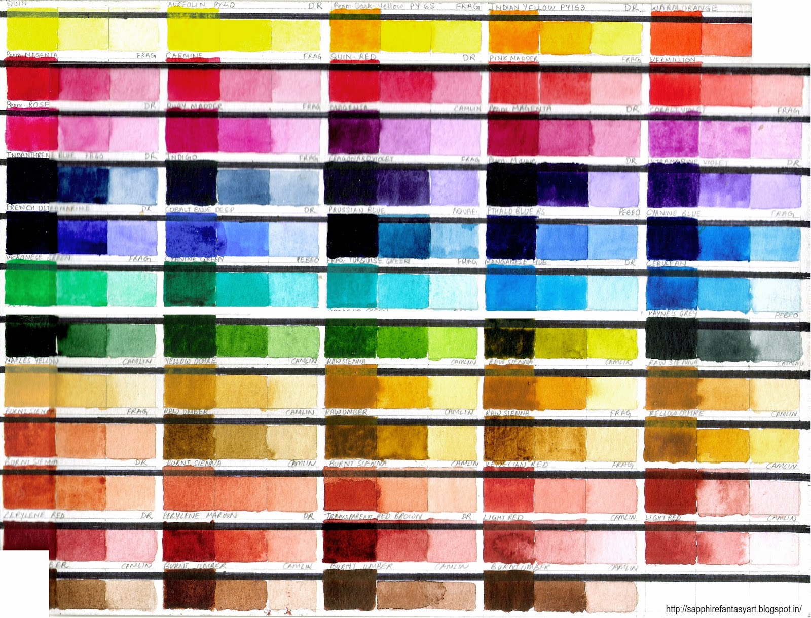 Pebeo Oil Paint Color Chart